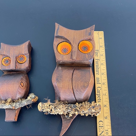 Vintage set of 3 Wooden Owl wall decor - Picture 8 of 9